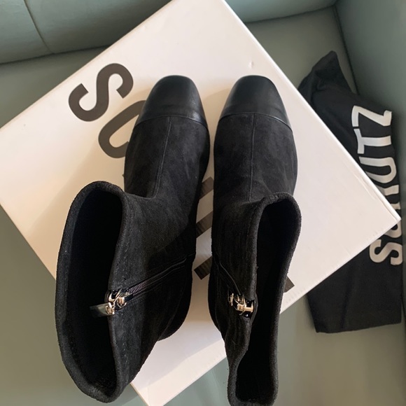 SCHUTZ Black Suede/Leather Stretch Boots - Picture 7 of 16